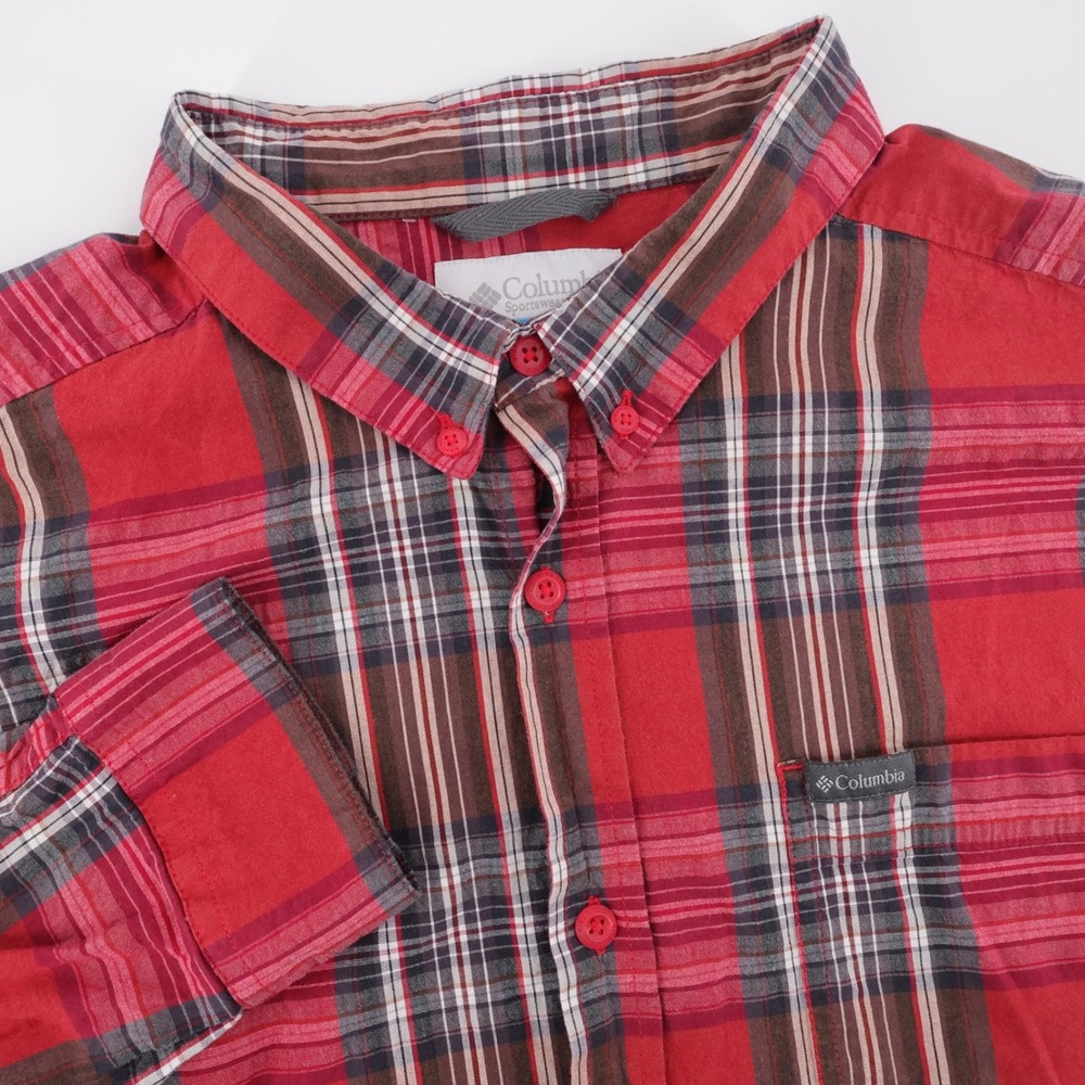 Columbia Plaid Button Down Shirt Red Long Sleeve Mens XXL